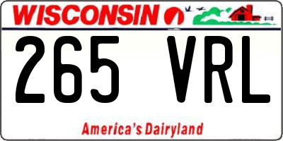 WI license plate 265VRL