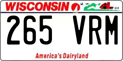 WI license plate 265VRM