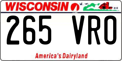 WI license plate 265VRO