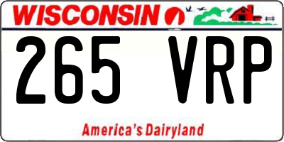 WI license plate 265VRP
