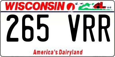 WI license plate 265VRR