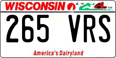 WI license plate 265VRS