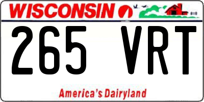 WI license plate 265VRT