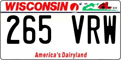 WI license plate 265VRW