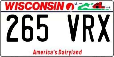 WI license plate 265VRX