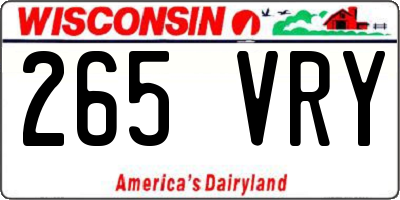 WI license plate 265VRY