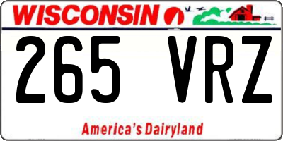 WI license plate 265VRZ