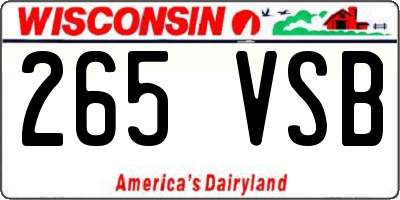 WI license plate 265VSB