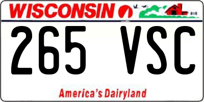 WI license plate 265VSC