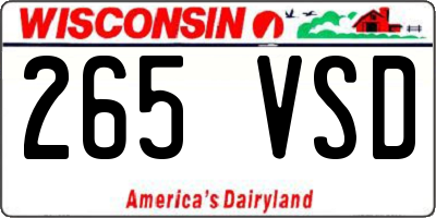 WI license plate 265VSD