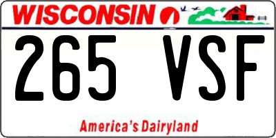 WI license plate 265VSF