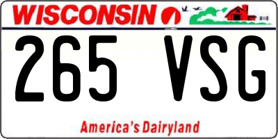 WI license plate 265VSG