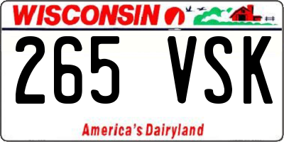 WI license plate 265VSK