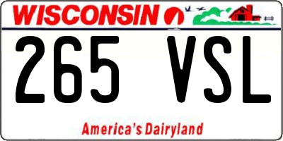 WI license plate 265VSL