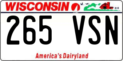 WI license plate 265VSN