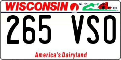 WI license plate 265VSO