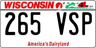 WI license plate 265VSP