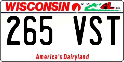 WI license plate 265VST