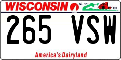 WI license plate 265VSW