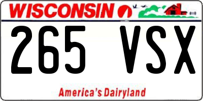 WI license plate 265VSX