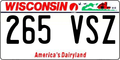 WI license plate 265VSZ