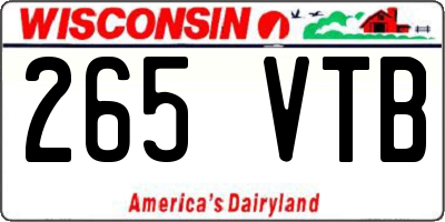 WI license plate 265VTB
