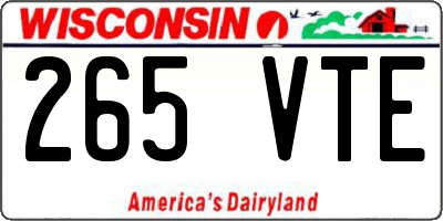 WI license plate 265VTE