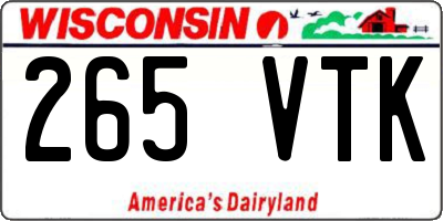 WI license plate 265VTK