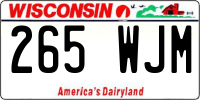 WI license plate 265WJM