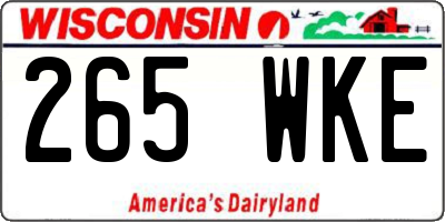 WI license plate 265WKE