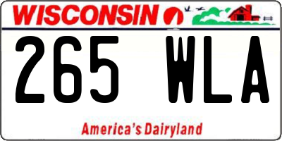 WI license plate 265WLA