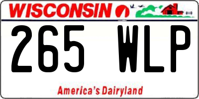 WI license plate 265WLP