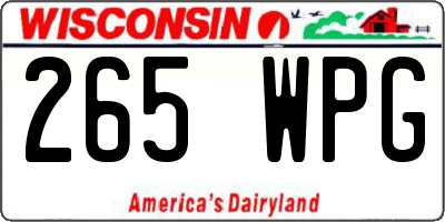 WI license plate 265WPG