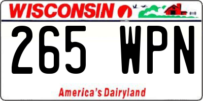 WI license plate 265WPN