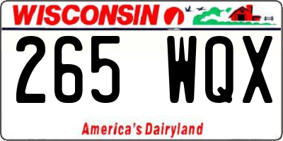 WI license plate 265WQX