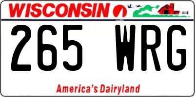 WI license plate 265WRG