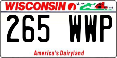 WI license plate 265WWP