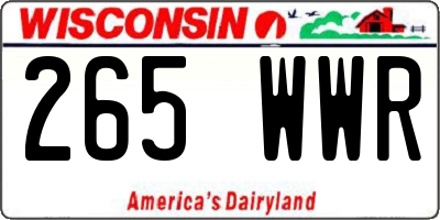 WI license plate 265WWR