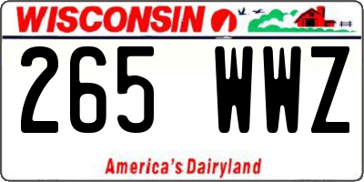 WI license plate 265WWZ