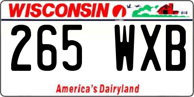 WI license plate 265WXB