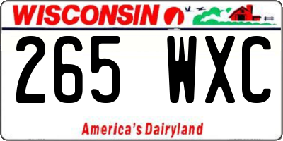 WI license plate 265WXC