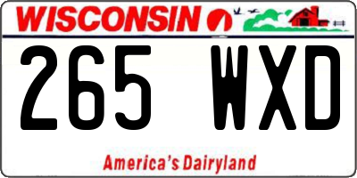 WI license plate 265WXD