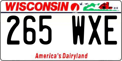 WI license plate 265WXE