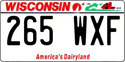 WI license plate 265WXF