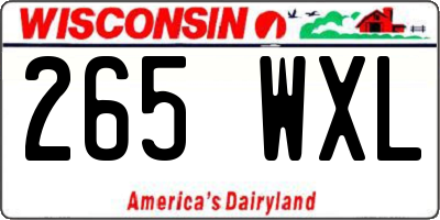 WI license plate 265WXL