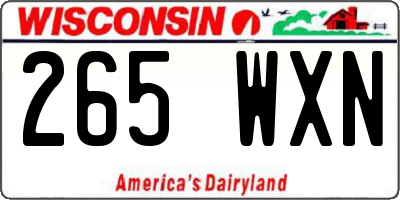 WI license plate 265WXN