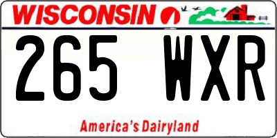 WI license plate 265WXR