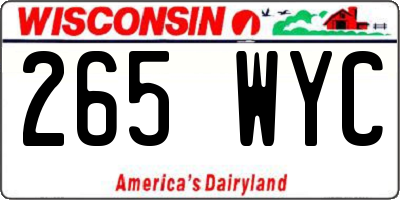 WI license plate 265WYC