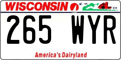 WI license plate 265WYR