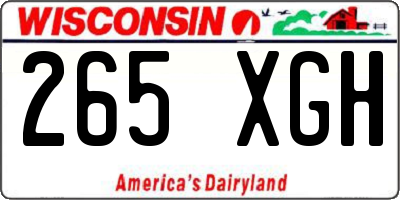 WI license plate 265XGH